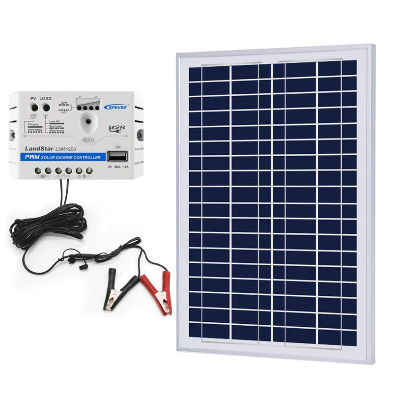ACOPOWER 25W 12V Solar Kit with 5A Charge Controller