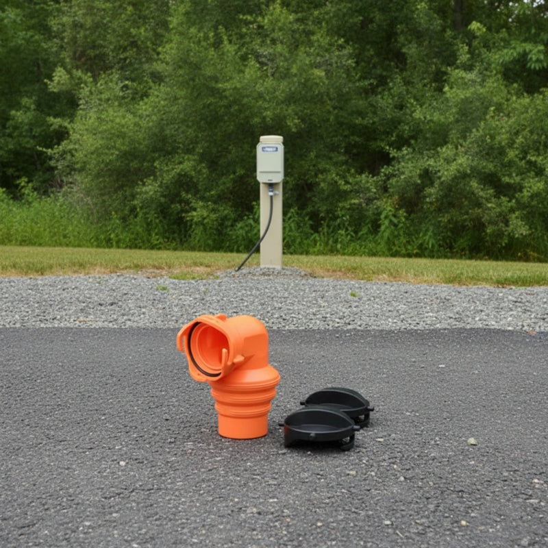 90° Swivel RV Sewer Hose Elbow with Protective Cap