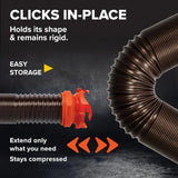 Camco RhinoFLEX 20ft RV Sewer Hose Kit 39742 Clear Elbow 4-in-1 Adapter 3" Slip 3"/3.5"/4" NTP Threaded Connection