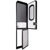 RV Entry Door with Black Frame & White Panel – 24.4 × 68.9 in