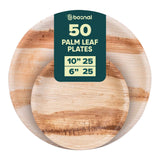 Palm Leaf Biodegradable Round Plates Combo – 50 pcs Set (25 each of 10