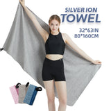 Microfiber Quick Dry Gym Towel Silver ION OdorFree Absorbent Fiber