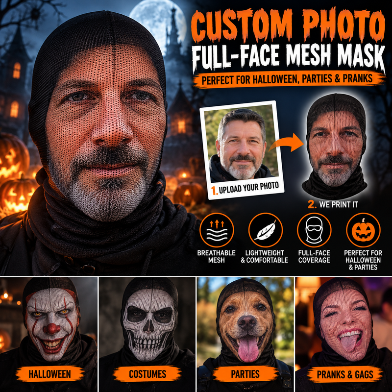 Custom photo full-face mesh Halloween mask