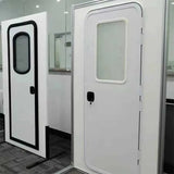 RV Entry Door with Black Frame & White Panel – 24.4 × 68.9 in