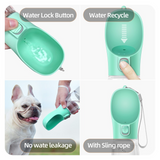 Portable Dog Water Bottle with Drinking Trough