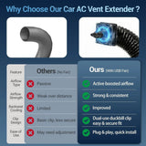 Foldable Vehicle A/C Vent Extender for Rear-Seat Airflow