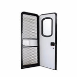 RV Entry Door with Black Frame & White Panel – 24.4 × 68.9 in